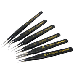 6 Piece Coated Tweezers Set - Steel Stainless Non Magnetic Precision -  coated set steel stainless non magnetic precision tweezers 6 professional 6pc