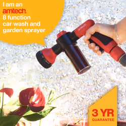 8 Function Car Wash and Garden Spray Nozzle Cleaning Gardening Amtech AM-S5536