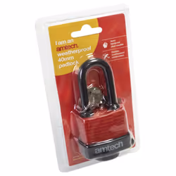 Amtech T0760 Long Shackle Weatherproof Padlock, Clear, One Size
