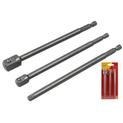 Amtech 3pc Long Impact Drill Bit Socket Adapter Set Extension Bar 1/4" 3/8" 1/2"