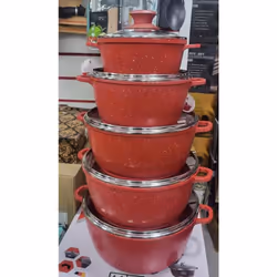 5PC Die Cast Non Stick Stockpot Cooking Pan Pot Set Cookware Induction Casserole
