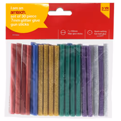 Mini Glitter Hot Glue Gun Sticks Melt Cartridges Art 30 Pieces 7mm Amtech S1875