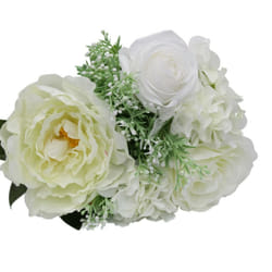 Fake Artificial Flowers Bunch Bouquet White Rose & Dahlia Bouquet