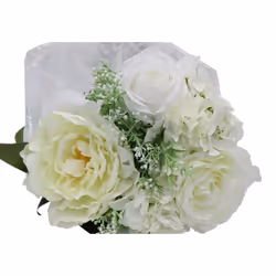 Fake Artificial Flowers Bunch Bouquet White Rose & Dahlia Bouquet