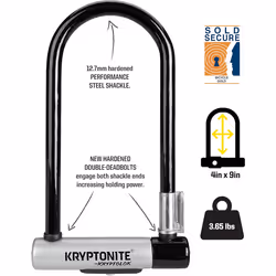 Kryptonite Kryptolok Standard Bicycle U-Lock w/4-foot Flex Cable