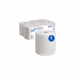 SCOTT Rolled Hand Towels 6667 6 x 304m white 1 ply rolls