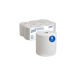 SCOTT Rolled Hand Towels 6667 6 x 304m white 1 ply rolls