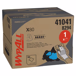 X80 Power Clean Blue Cleaning Cloths 8294 - Reusable Cloths - 1 BRAG Box x 160 Blue Absorbent Cloths