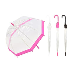 Transparent 80Cm Umbrella Assorted Coloured Tip And Handle