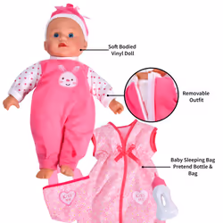 KandyToys 13" Inch Soft Bodied Vinyl Baby Doll with Accessories | Dolls For Girls & Boys