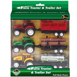 3Pc Farm Tractor & Trailer Set