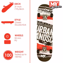 M.Y X-Skate Streets Complete Skateboard for Kids Teenagers & Adults
