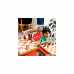 Premium 15" Wooden Magnetic Chess Set | Traditional Chess Board Game with Draughts for Kids & Adults