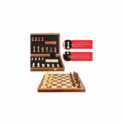 Premium 15" Wooden Magnetic Chess Set | Traditional Chess Board Game with Draughts for Kids & Adults