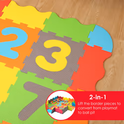 Interlocking Foam Play Mats with 40 Ball Pit Balls - Multi Colour Soft EVA Baby Floor Tile Puzzle Mat