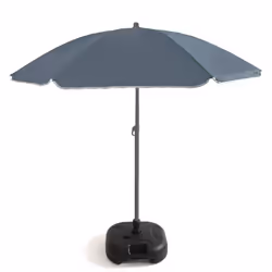 Out There! 240cm (7ft 8in) Grey Parasol with Base Garden Beach Parasol Umbrella