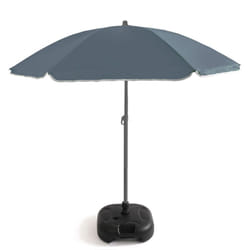 Out There! 240cm (7ft 8in) Grey Parasol with Base Garden Beach Parasol Umbrella