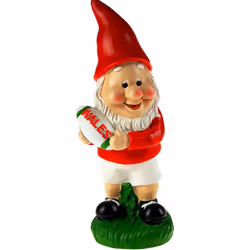 KandyToys Welsh 20cm Novelty Garden Gnome Ornaments Figurine - Wales Rugby Design