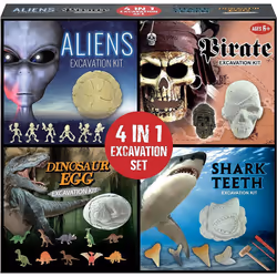 4 In 1 Alien Shark Pirate Dinosaur Excavation Digging Mining Kits