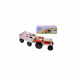 Wooden Tractor & Trailor Farm Animal Nursery Toy Play Set | Wooden Toys | Kids Toys | 12 Months +