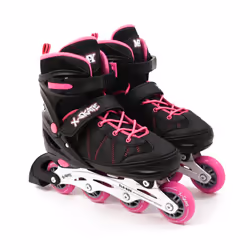 M.Y X-Skate Adjustable Pink Inline Roller Skates with Built In Adjusters Kids Roller Boots for Boys & Girls - Medium