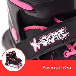 M.Y X-Skate Adjustable Pink Inline Roller Skates with Built In Adjusters Kids Roller Boots for Boys & Girls - Medium