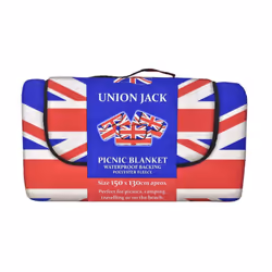 Union Jack Waterproof Fleece Picnic Blanket 150Cm X 130Cm