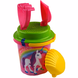 Unicorn Beach Bucket And Spade 5 Piece Set - With Rake Sieve Sand Mould