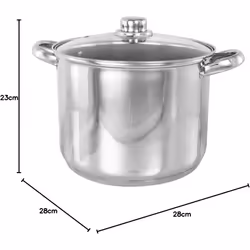 Buckingham Deep Induction Stock Pot with Clear Glass Lid Stainless Steel Multipurpose Pot for Soups and Stews Cookware Sturdy - 13.5 Liter