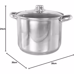 Buckingham Deep Induction Stock Pot with Clear Glass Lid Stainless Steel Multipurpose Pot for Soups and Stews Cookware Sturdy - 16 Liter