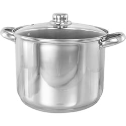 Buckingham Deep Induction Stock Pot with Clear Glass Lid Stainless Steel Multipurpose Pot for Soups and Stews Cookware Sturdy - 19 Liter