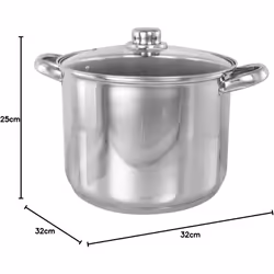 Buckingham Deep Induction Stock Pot with Clear Glass Lid Stainless Steel Multipurpose Pot for Soups and Stews Cookware Sturdy - 19 Liter
