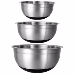 Buckingham Stackable Mixing Bowl Set of 3 Salad Bowls Stainless Steel Non-Slip Base Salad Pasta and Food Prepare