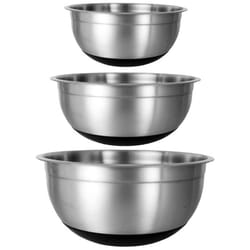 Buckingham Stackable Mixing Bowl Set of 3 Salad Bowls Stainless Steel Non-Slip Base Salad Pasta and Food Prepare