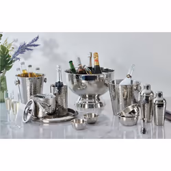 Buckingham Wine Bottle Cooler Double Wall Champagne Chiller Stainless Steel Utensils - Hammered Effect