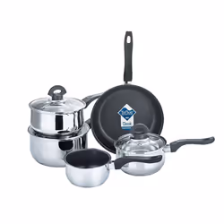 Buckingham Premium 5 Piece Pan Set Glass Lid Saucepan Non Stick Frying Pan Milk Pan Casserole Cookware Set with Bakelite Hand ...