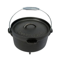 Buckingham Pre-Seasoned Cast-Iron Camp Dutch Oven Portable Campfire Cooking Pot Wire Handle for Outdoor Stews Casseroles and Griddle Cooking - 4 Litre
