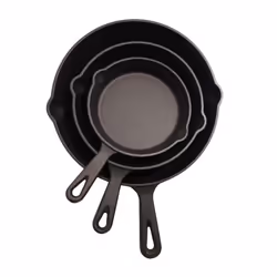 Buckingham Pre-Seasoned 3-Piece Cast Iron Frying Pan Set Heavy-Duty Skillet Trio for Healthy Cooking Indoor Outdoor Oven & In ...
