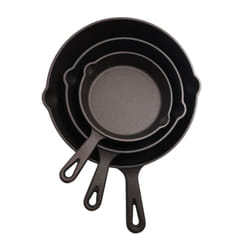 Buckingham Pre-Seasoned 3-Piece Cast Iron Frying Pan Set Heavy-Duty Skillet Trio for Healthy Cooking Indoor Outdoor Oven & Induction Hob Use