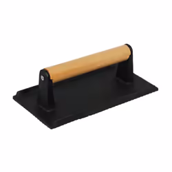 Buckingham Black Steak Weight Bacon Grill Press Cast Iron with Cool Wooden Handle Ideal for Multiple Meats Utensils 21 Cm