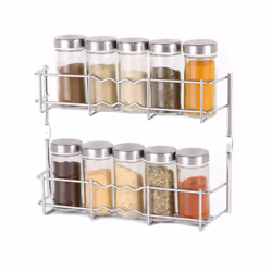 Buckingham Spice Rack Chrome Wall Mounted Back of Cupboard Door Organiser Premium Quality Heavy Gauge Storage 28 cm - Tier 2