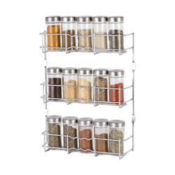 Buckingham Spice Rack Chrome Wall Mounted Back of Cupboard Door Organiser Premium Quality Heavy Gauge Storage 28 cm - Tier 3