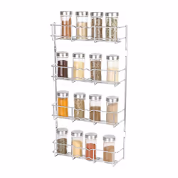 Buckingham Spice Rack Chrome Wall Mounted Back of Cupboard Door Organiser Premium Quality Heavy Gauge Storage 28 cm - Tier 4