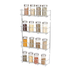 Buckingham Spice Rack Chrome Wall Mounted Back of Cupboard Door Organiser Premium Quality Heavy Gauge Storage 28 cm - Tier 4