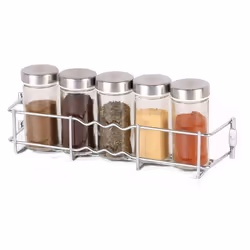 Buckingham Spice Rack Chrome Wall Mounted Back of Cupboard Door Organiser Premium Quality Heavy Gauge Storage 28 cm - Tier 4