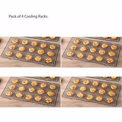 Buckingham Cake Cooling Rack Set of 4 Perfect for Cakes Cookies & Pastries Heavy-Duty Wire Construction for Maximum Airflow & Fast Cooling
