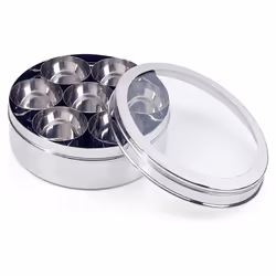 Buckingham Masala Dabba Box Set Stainless Steel with 7 Removable Compartments Spice Storage and Kitchen Organisation Seasonin ...