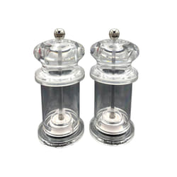 Buckingham Salt and Pepper Mill Set Acrylic Grinder Adjustable Grinding Mechanism for Precise Seasoning Durable Spice Mill for Kitchen 13.5 cm