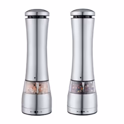 Buckingham Electric Salt and Pepper Mill set Battery Operated with Soft-Touch Push Button Adjustable Coarseness