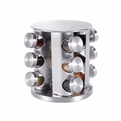 Buckingham Rotating Spice Rack with Glass Jars Premium Stainless Steel Organiser